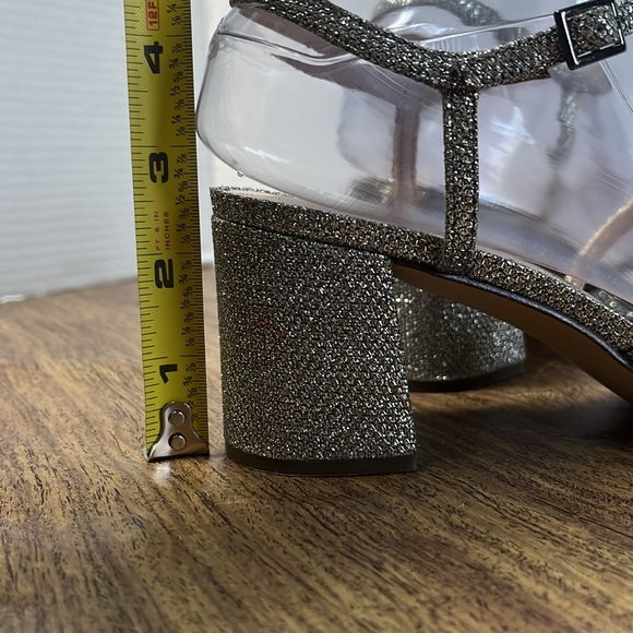 Nina Block Heel Evening Sandals Silver Strap Sandals Heels Size 6.5 - Picture 12 of 15
